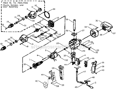 Page A Diagram and Parts List for 7566 Type 1 Porter Cable Electric Drill